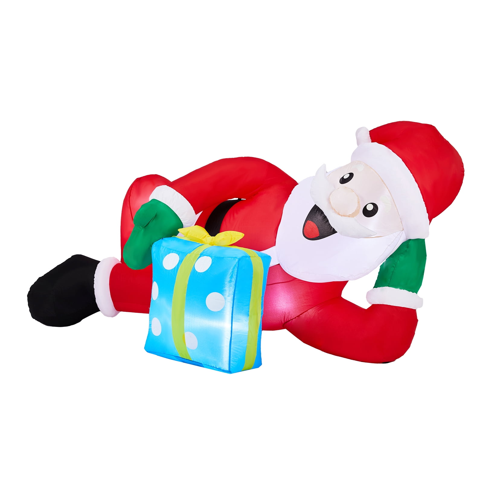 Astoutdoor 7 ft Lighted Christmas Inflatable Decoration, Santa Lying on Floor with Built-in LED Lights, Blow Up Yard Decor for Holiday Front Yard Lawn Garden