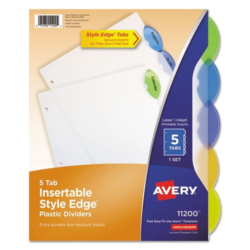 Insertable Style Edge Tab Plastic Dividers, 5-Tab, 11 X 8.5, Translucent, 1 Set | Bundle of 2 Sets