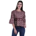 thumbnail image 4 of Moomaya Round Neck Women Bell Sleeve Shirt Printed Cotton Crop Tops Casual Top, 4 of 5
