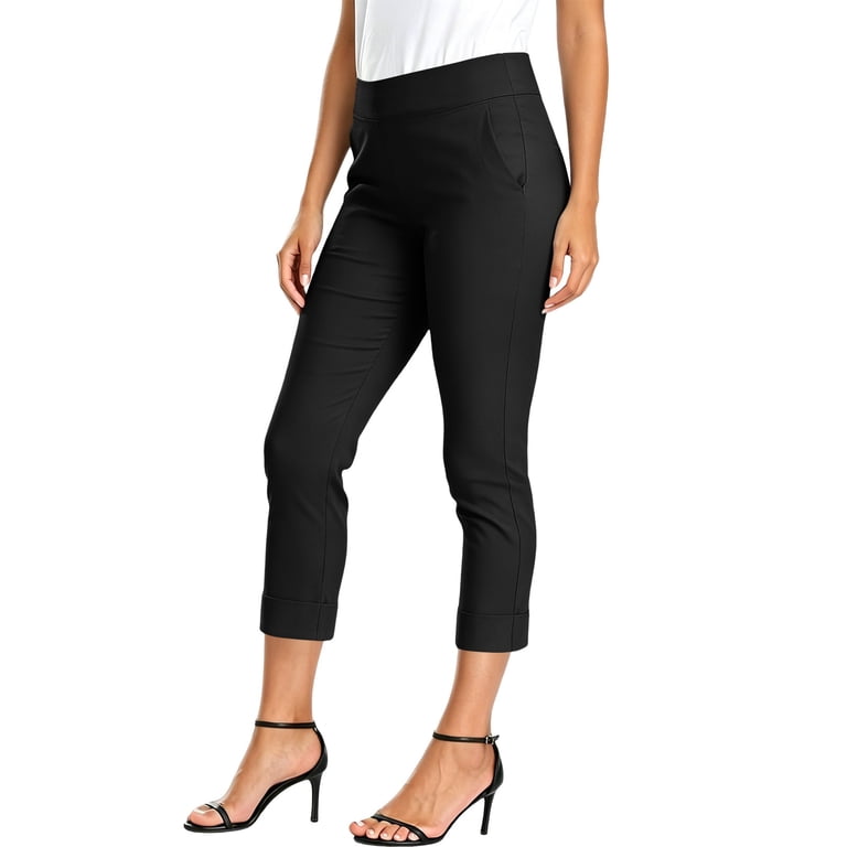 black capri dress pants Charlie B Stretch Pull-on Petite 4 The BLANCA Stretch Crepe Capri Pants are a contemporary take on a classic silhouette Vbvc Women's High Waisted Stretch