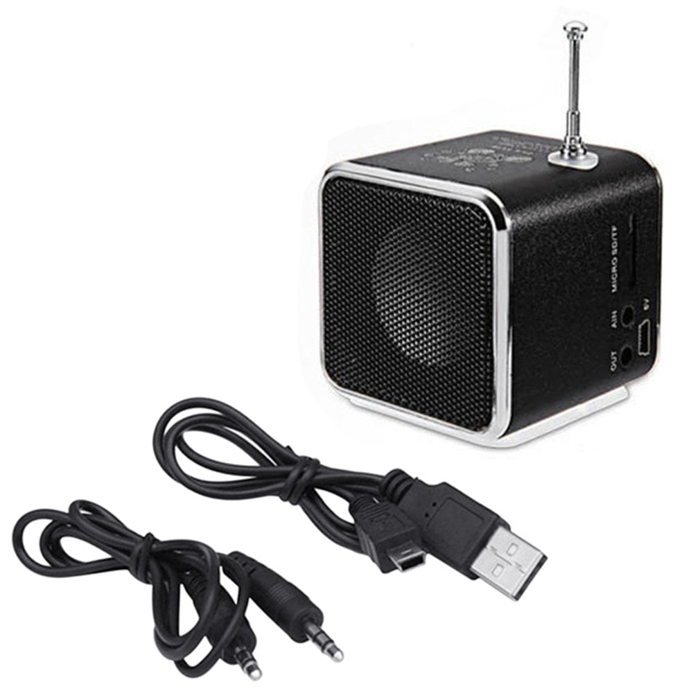 Mini LCD Receiver Digital FM AM Radio Speaker USB Micro SD TF Mp3 Player Black 