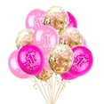 thumbnail image 1 of GOOHOCHY 15 globos de látex de 12 pulgadas, globos inflables impresos para baby shower, fiesta de cumpleaños de 1 año (rosa y dorado, con un rollo de cinta de color aleatorio)., 1 of 8