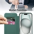 thumbnail image 2 of Allytech Wallet Case for iPhone 15 Plus with Card Slots & Lens Protector, Compatible with MagSafe, Slim Shockproof Anti-Scratch Clear Back Panel [RFID Blocking] Case - Darkgreen, 2 of 7