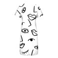 thumbnail image 5 of Puntoco Vestido De Manga Corta Con Cuello En V, Vestido De Bolsillo De Manga Corta Con Botones Y Cuello En V Estampado Para Mujer Blanco (31401), 5 of 5