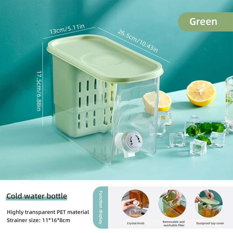 Cool Drink Dispenser Fridge Kettle With Lid & Tap Removable Strainer PP 4  Sizes