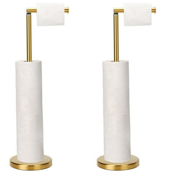 2X Toilet Paper Holder Stand,Large Storage Tissue Roll Holder Free Standing for Bathroom,Modern Toilet Paper Roll Holder