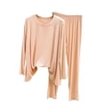 thumbnail image 2 of Pajamas Women's Long Sleeve Pj Set Soft 2 Piece Loungewear Sleepwear with Jogger Pants,Beige,L, 2 of 4