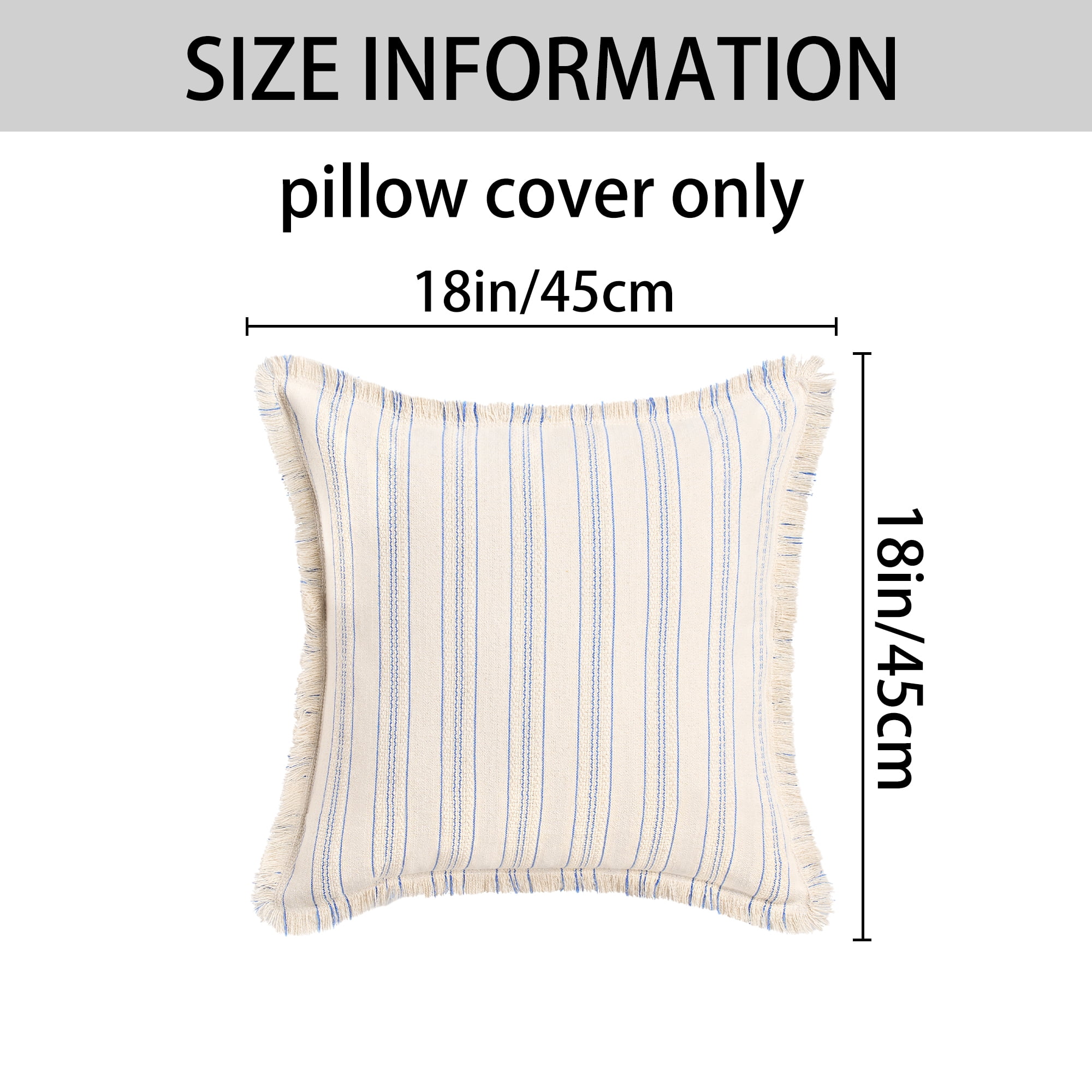 Unique Bargains Pack of 2 Striped Throw Pillow Covers with Tassel Edge Blue