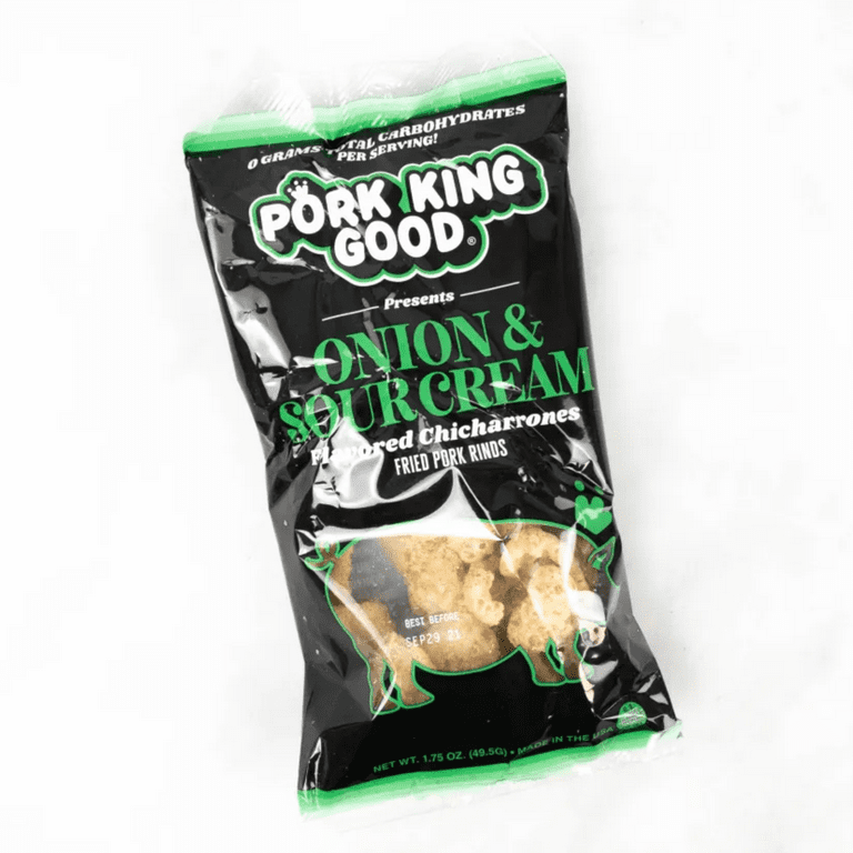 Pork King Good Onion Sour Cream Pork Rinds, Keto Snacks, Crunchy