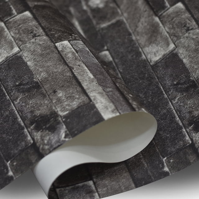Deco Film/Papel Tapiz/0.53m X 9.5m/Tipo Laja, Ladrillo y Cantera /Material de instalación Cantera Negra PANEL DECORATIVO Cantera Negra