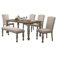 Roundhill Furniture Raven Wood 6-Piece Dining Set, Extendable Trestle ...