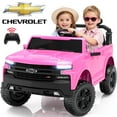 thumbnail image 3 of iRerts 24V Ride on Cars, Licensed Chevrolet Silverado 2 Seater Ride on Toys for Big Kids with Remote Control, Bluetooth, LED Lights, 4 Wheel Suspension, Toddlers Electric Cars for Kids Ages 3-8, Pink, 3 of 11