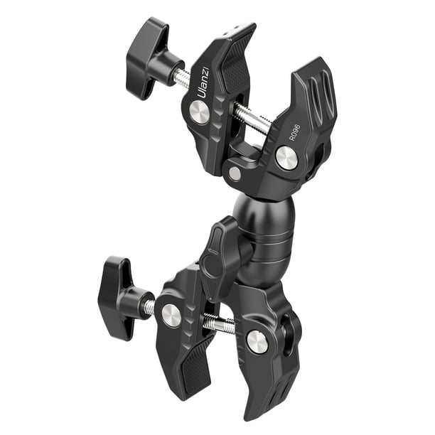 Abrazadera Irfora R096 Super abrazadera multifunción Aleación de aluminio Abrazaderas dobles Diseño Rotación de 360 ° Capacidad de carga de 1,5 kg Accesorios de fotografía potentes Irfora Abrazadera