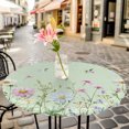 thumbnail image 6 of Flower Green Round Tablecloth for 55-60 Inch Tables,Fitted Table Cover with Elastic Edge,Blue Pink Daisy Wildflower Floral Botanical Waterproof Outdoor Table Cloth Protector for Patio Garden Dinner, 6 of 9