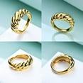 thumbnail image 6 of 3Pcs Stainless Steel Rings for Men Women Dome Chunky Twisted Ring Gold Signet Ring Set Size 7-12, 6 of 6