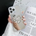 thumbnail image 2 of for iPhone 15 Pro Max Case Heart Diamond Glitter Kickstand Phone Holder Hybrid Silver Mirror Ultra Thin Cute Women Protective Phone Cases for iPhone 15 Pro Max Silver, 2 of 7