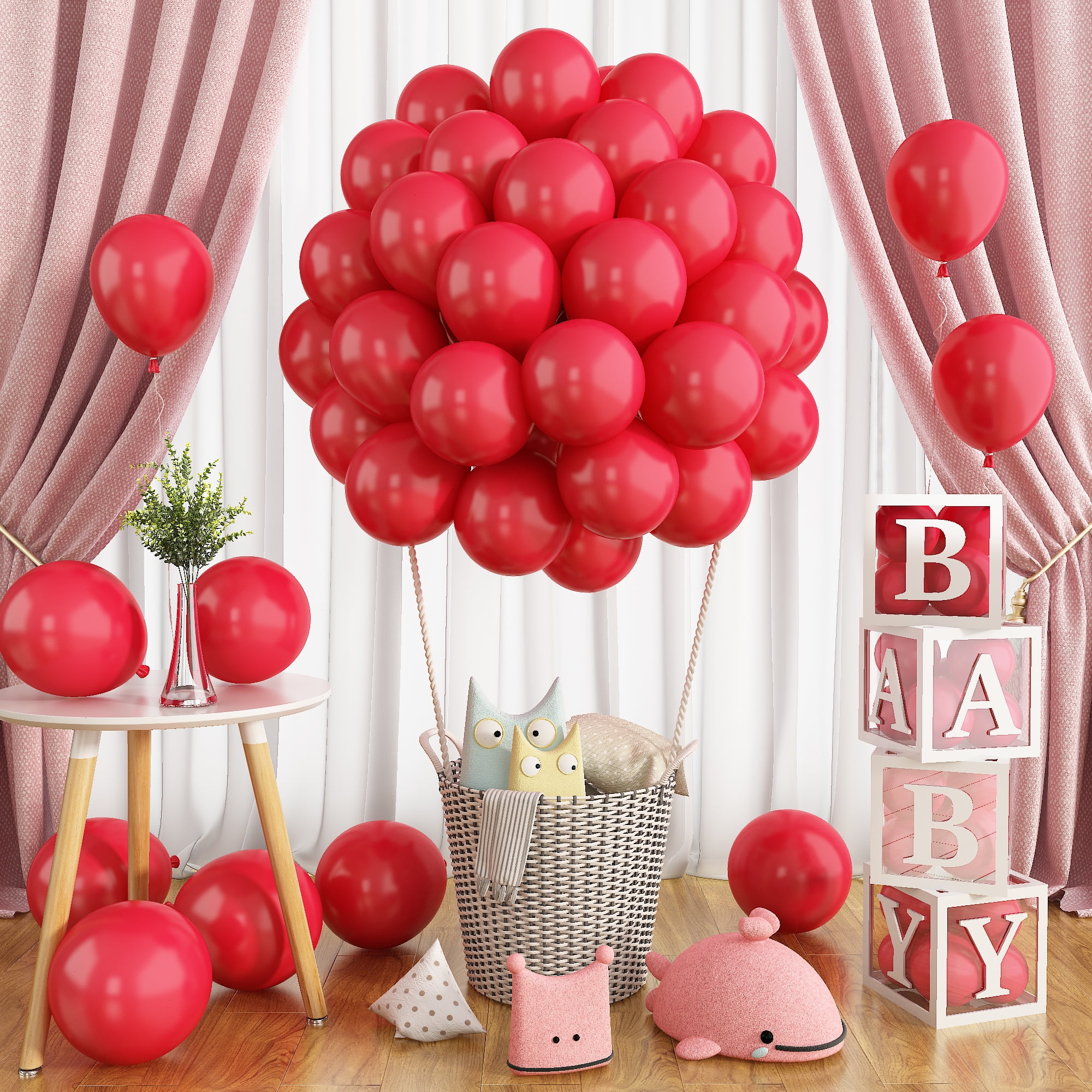 KAINSY Matte Red Latex Balloons 12inch 77pcs Helium Balloons Party