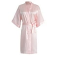 thumbnail image 4 of PMVFHDE Women Satin Bridal Dressing Gown Silk V Neck Bathrobe With Belt Pink,L, 4 of 7