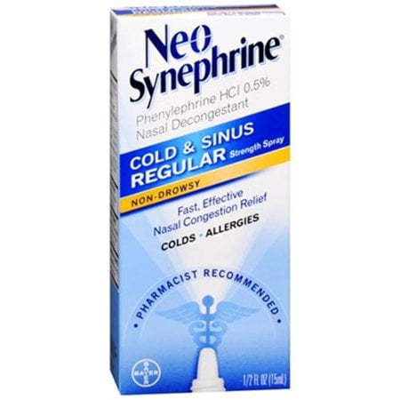 Neo-Synephrine Cold & Sinus Nasal Decongestant Spray 0.5 oz (Pack of 2)