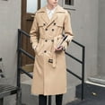 thumbnail image 5 of QHFBli Mens Double Trench Coat Classic Long Double Trench Coat with Shoulder and Waist Khaki 8XL, 5 of 5
