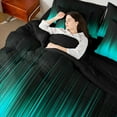thumbnail image 5 of Manfei Black Cyan Stripes Twin Bedding Sets 7-Piece for Adult, Chic Abstract Lines Bedding Comforter Set, Modern Fashion Style Reversible Sheet Sets, Super Cozy Room Decor, 5 of 8