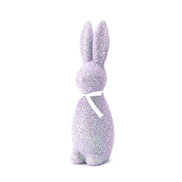 YoGold Glitter Easter Bunny Decor, Glitter Foam Bunny Ornaments Garden, Easter Decora For Party Home Office Yard, Spring Table Shelf Decor Standing Rabbit Miniatures Statue Favors H