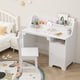 thumbnail image 1 of Historyli Conjunto de escritorio y silla para niños de 3 a 12 años,mesa de aprendizaje escolar de madera con espacio de almacenamiento,armario y tablero de anuncios, 1 of 7
