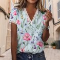 thumbnail image 3 of Blusas elegantes para mujer, túnica con cuello en V de encaje, camisetas informales, camisetas sin mangas, ropa femenina FLhrweasw Nuevo, 3 of 9