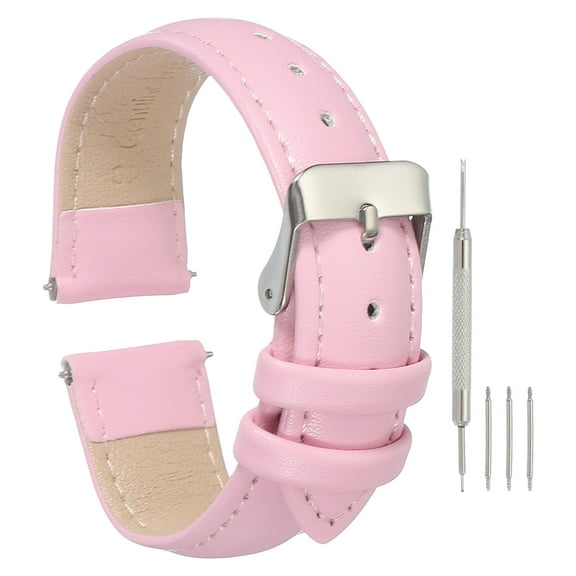 Leather Watch Band, 18mm Crocodile Pattern Release Watch Strap, Pink