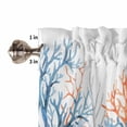 thumbnail image 5 of Half Window Curtain 36 Inches Long, Coastal Coral Window Treatment Curtain Drapes, Blue Ocean Starfish Seagrass Watercolor Small Tier Curtains for Bathroom Over Sink, 27.5"x36", 2 Panels, 5 of 7