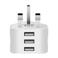 thumbnail image 1 of Adaptador de corriente USB de viaje de 3 puertos Cargador de teléfono móvil global Enchufe internacional del Reino Unido para iPhone y iPad, 1 of 6