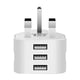 thumbnail image 1 of Adaptador de corriente USB de viaje de 3 puertos Cargador de teléfono móvil global Enchufe internacional del Reino Unido para iPhone y iPad, 1 of 6