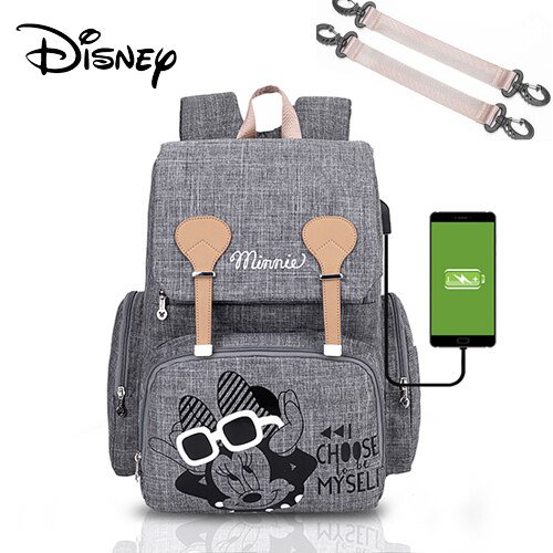 Disney USB Diaper Bag Backpack Mummy Maternity/Nappy Bag Baby Bag Baby Mickey Mouse Travel Nursing Bag Baby Care Bag Wet Bag Gao Jinjia LED
