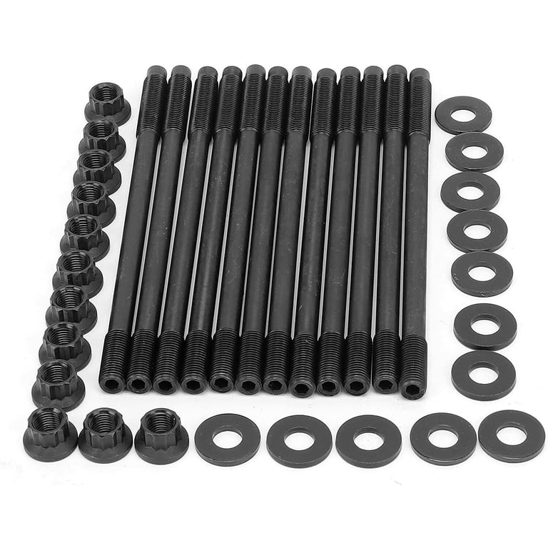 X AUTOHAUX Black Cylinder Head Stud Kit For Subaru Impreza WRX STI EJ20 2.0L & EJ25 2.5L – 12-Piece Set With Hardware