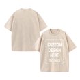 thumbnail image 4 of Custom T-Shirt with Your Image for Men Women, 230g Pure Cotton Washed Short Sleeve Tee Apricot S, 4 of 6