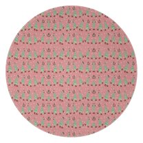 Pink Christmas Tree Pattern Round Blanket,Comfortable Soft Flannel Throw Blanket,All Season,Warm Lightweight Blankets for Sofa Bed Couch Living Room Chair 60"x60"