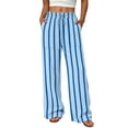 thumbnail image 2 of SwiftWear Women Striped Pants High Waisted Wide Leg Trousers with Pockets Drawstring Smocked Waist Casual Palazzo Pants, 2 of 8