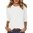 thumbnail image 1 of Camiseta Zeagoo para mujer, manga 3/4, cuello redondo, holgada, talla Wh, 1 of 6