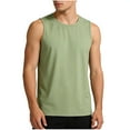thumbnail image 2 of HOMADLES Tank Tops Men Stripe Print Regular Lightweight Shirt Crewneck Ice Silk Breathable Basice Tank for Men Outdoor Gym Sleeveless Tank Tops Army Green 5XL, 2 of 5