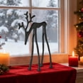 thumbnail image 4 of Black Cast Iron Abstract Reindeer Statue, Minimalist Metal Deer Sculpture, Tabletop Mantel Christmas Home Decor Ornament, 4 of 6