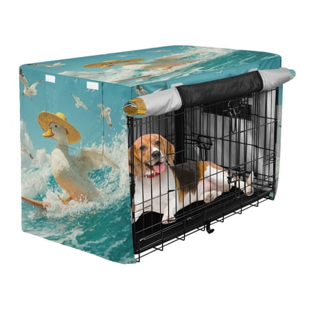 Qxltty White Duck Crate Cover Durable Oxford Cloth Pet Kennel Sunshade Universal Fit for 40in Wire Cage