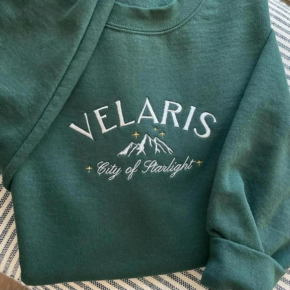 Velaris MOUTAIN Embroidered Sweatshirt, ACOTAR crewneck, Velaris City of Starlight, Unisex Sweatshirt-LINHKHA