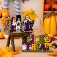 thumbnail image 2 of CHAO Juego de 2 decoraciones de madera para Halloween, fantasma festivo, decoración creativa de fantasma, decoración de calabaza con alfabeto de madera, 2 of 5