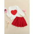 thumbnail image 3 of Toddler Baby Girl Outfits Set Love Heart Print Tops + Elastic Pleated Skirt Valentine's Day 2Pcs Clothes, 3 of 9