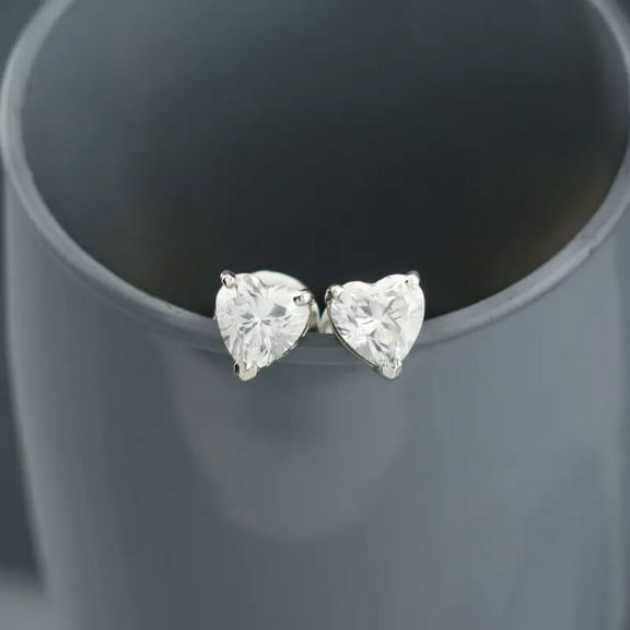 Mangal Jewels 3 Ct Heart Cut Diamond Solitaire Womens Stud Earrings 14k White Gold Finish