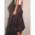 thumbnail image 3 of Womens Multicolor Polka Dot Asymmetrical Ruched High-Low Flowing Midi Skirt, Boho Elegant Summer Vacation Skirt, 3 of 6