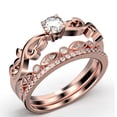 thumbnail image 3 of Art Nouvea Twisted 1.50 Carat Round Cut Diamond Moissanite Engagement Ring, Antique Design Wedding Ring in 925 Sterling Silver With 18k Rose Gold Plating, Trio Set, Matching Band, 3 of 4