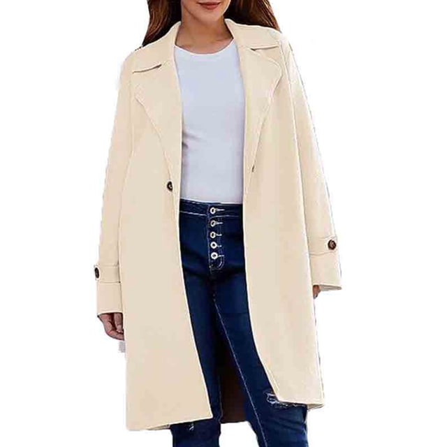 Bellella Manteau pour Femmes, Veste Simple, Col Rabattu, Mode, Manches Longues, Trench-Coat, Abricot P