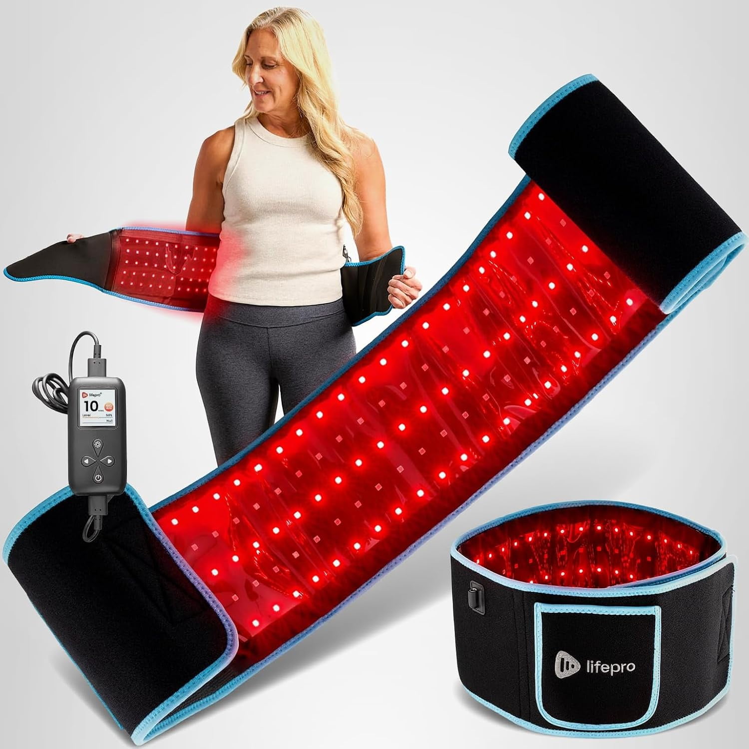LifePro AllevaRed Infrared Red Light Therapy Belt 660nm 850nm LED Wrap