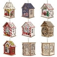 AaSFJEG Party 2025 Decor Christmas Wooden Christmas Glow Cabin Merry Christmas Pendant Christmas